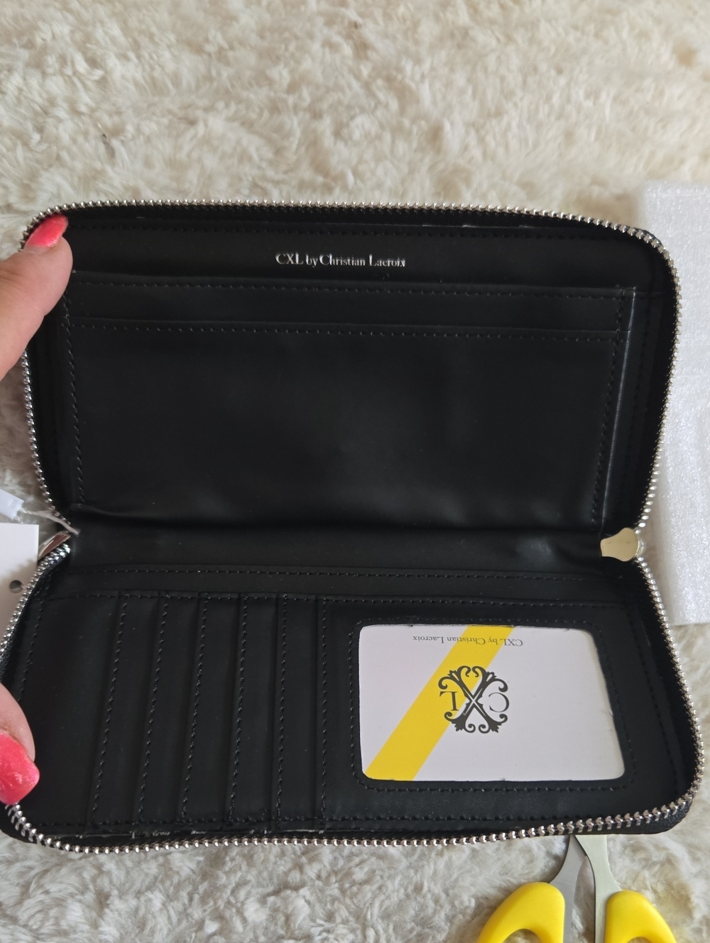 Christian Lacroix Black Croc Zip Wristlet Wallet - Picture 5 of 9